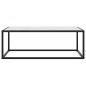 vidaXL Tavolino da Salotto Nero con Vetro Marmo Bianco 100x50x35 cm 