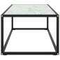 vidaXL Tavolino da Salotto Nero con Vetro Marmo Bianco 100x50x35 cm 