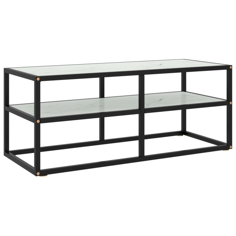 vidaXL Mobile Porta TV Nero con Vetro Marmo Bianco 100x40x40 cm vidaXL Mobile Porta TV Nero con Vetro Marmo Bianco 100x40x40 cm