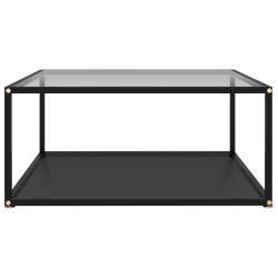 vidaXL Tavolino Trasparente e Nero 80x80x35cm in Vetro Temperato