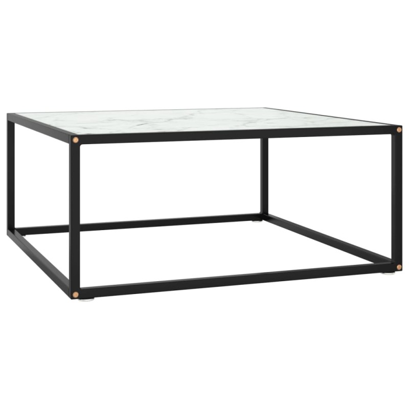 vidaXL Tavolino da Salotto Nero con Vetro Marmo Bianco 80x80x35 cm vidaXL Tavolino da Salotto Nero con Vetro Marmo Bianco 80x80x35 cm