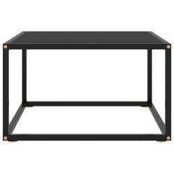 vidaXL Tavolino da Salotto Nero con Vetro Nero 60x60x35 cm 
