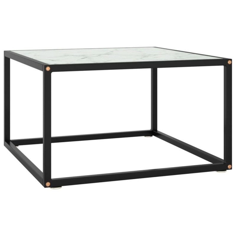 vidaXL Tavolino da Salotto Nero con Vetro Marmo Bianco 60x60x35 cm vidaXL Tavolino da Salotto Nero con Vetro Marmo Bianco 60x60x35 cm