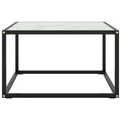 vidaXL Tavolino da Salotto Nero con Vetro Marmo Bianco 60x60x35 cm