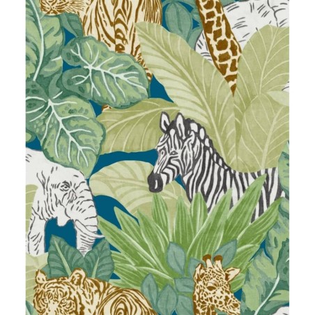 Good Vibes Carta da Parati Jungle Animals Verde e Nera