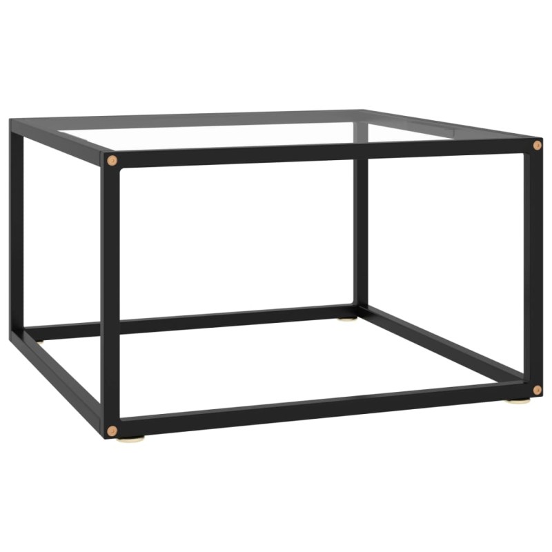 vidaXL Tavolino da Salotto Nero con Vetro Temperato 60x60x35 cm 