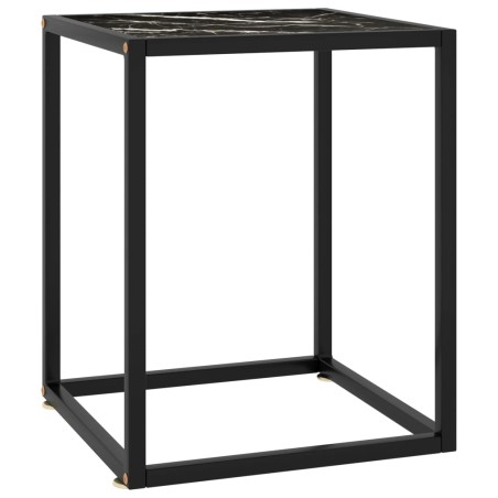 vidaXL Tavolino da Salotto Nero e Vetro Nero Marmorizzato 40x40x50 cm 