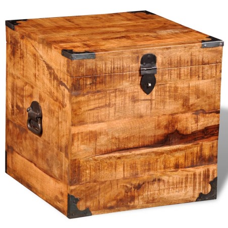 vidaXL Cassetta in Legno Ruvido di Mango Cubica 