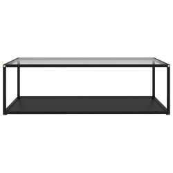 vidaXL Tavolino Nero e Trasparente 120x60x35 cm Vetro Temperato