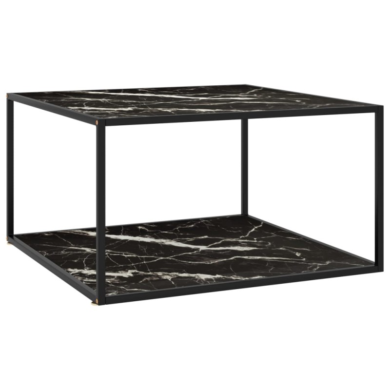 vidaXL Tavolino da Salotto Nero e Vetro Nero Marmorizzato 90x90x50 cm vidaXL Tavolino da Salotto Nero e Vetro Nero Marmorizzato 90x90x50 cm