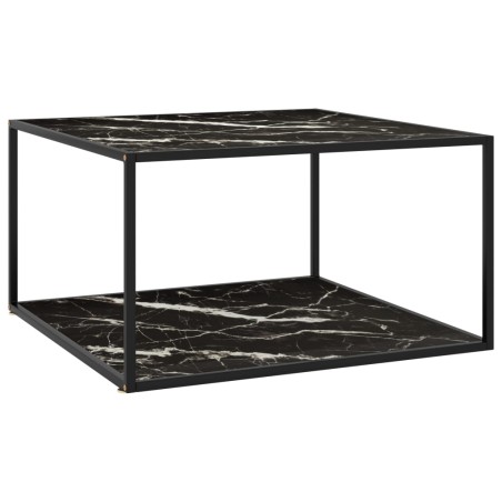 vidaXL Tavolino da Salotto Nero e Vetro Nero Marmorizzato 90x90x50 cm 