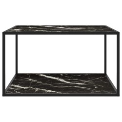 vidaXL Tavolino da Salotto Nero e Vetro Nero Marmorizzato 90x90x50 cm 