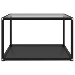 vidaXL Tavolino da Salotto Trasparente e Nero 60x60x35cm in Vetro Temperato