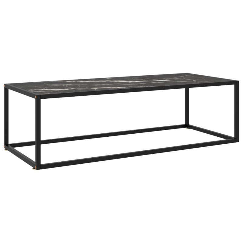 vidaXL Tavolino da Salotto Nero con Vetro Marmo Nero 120x50x35 cm vidaXL Tavolino da Salotto Nero con Vetro Marmo Nero 120x50x35 cm