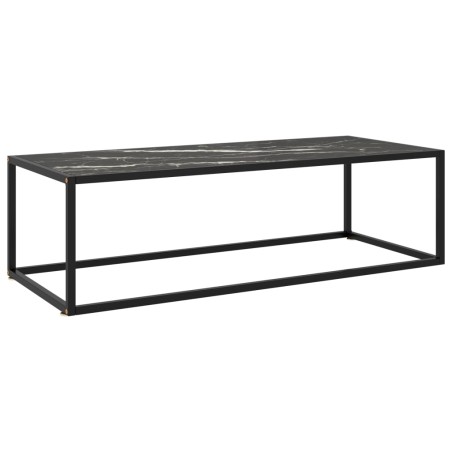 vidaXL Tavolino da Salotto Nero con Vetro Marmo Nero 120x50x35 cm 