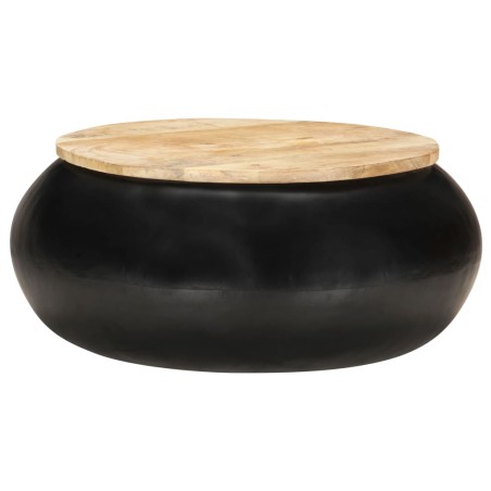 vidaXL Tavolino da Caffè Nero 68x68x30 cm in Legno Massello di Mango