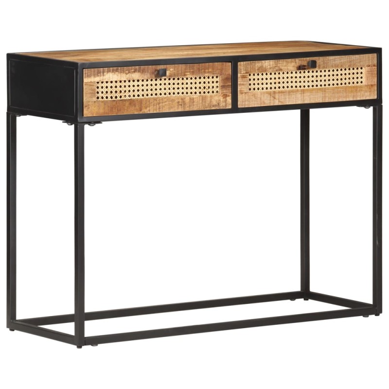 vidaXL Tavolo Consolle 100x35x75 cm in Legno di Mango e Canna Naturale vidaXL Tavolo Consolle 100x35x75 cm in Legno di Mango e Canna Naturale