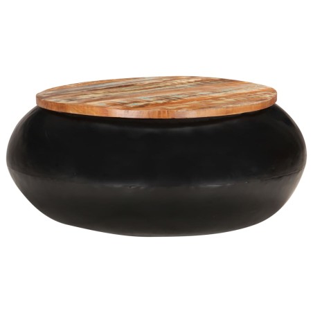 vidaXL Tavolino da Caffè Nero 68x68x30 cm Legno Massello di Recupero