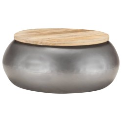 vidaXL Tavolino da Caffè Grigio 68x68x30 cm in Legno Massello di Mango