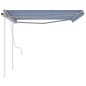 Tenda da Sole Retrattile Manuale con Pali 4,5x3,5 m Blu e Bianca Tenda da Sole Retrattile Manuale con Pali 4,5x3,5 m Blu e Bianca