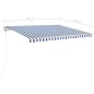 Tenda da Sole Retrattile Manuale con Pali 4,5x3,5 m Blu e Bianca Tenda da Sole Retrattile Manuale con Pali 4,5x3,5 m Blu e Bianca