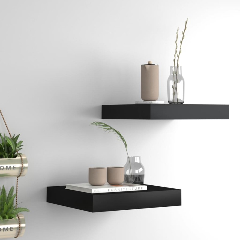 vidaXL Mensole a Muro 2 pz Nere 23x23,5x3,8 cm in MDF vidaXL Mensole a Muro 2 pz Nere 23x23,5x3,8 cm in MDF
