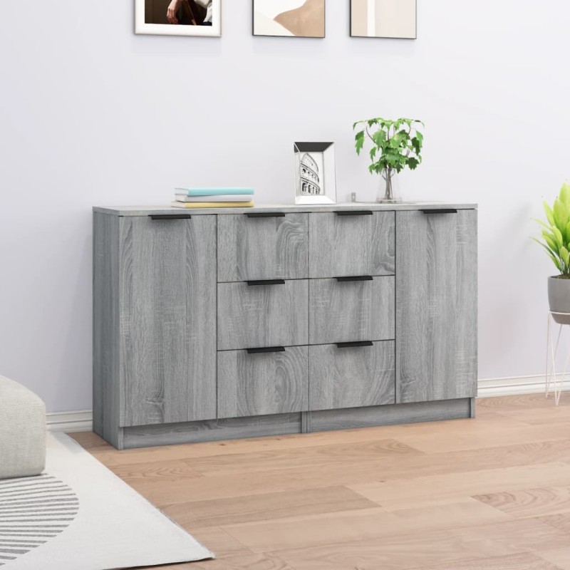 Credenze 2 pz Grigio Sonoma 60x30x70 cm in Legno Multistrato Credenze 2 pz Grigio Sonoma 60x30x70 cm in Legno Multistrato
