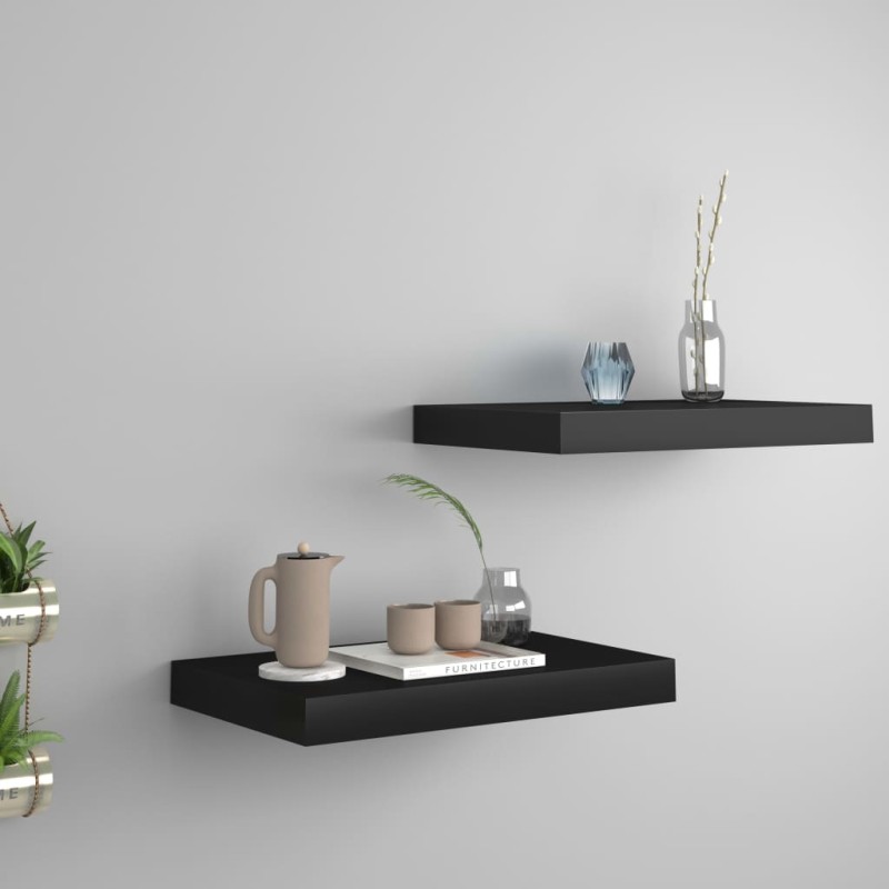 vidaXL Scaffali a Parete 2 pz Neri 40x23x3,8 cm in MDF vidaXL Scaffali a Parete 2 pz Neri 40x23x3,8 cm in MDF