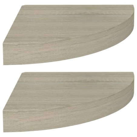 vidaXL Scaffali Angolari a Parete 2 pz Rovere 25x25x3,8 cm MDF