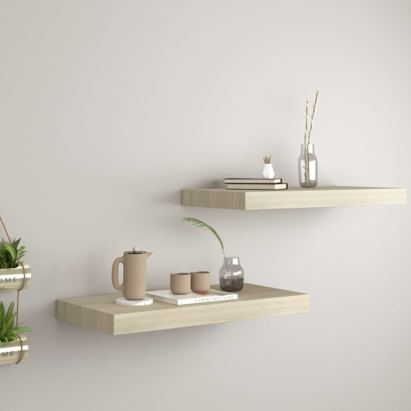 vidaXL Scaffali a Parete 2 pz Rovere 50x23x3,8 cm in MDF vidaXL Scaffali a Parete 2 pz Rovere 50x23x3,8 cm in MDF