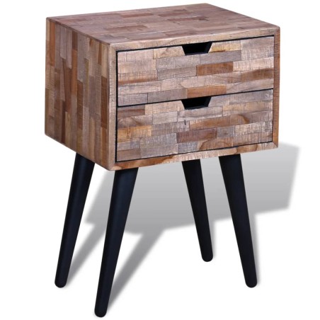 vidaXL Comodino con 2 Cassetti in Legno di Recupero di Teak 
