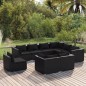 Set Divani da Giardino 9 pz con Cuscini in Polyrattan Nero Set Divani da Giardino 9 pz con Cuscini in Polyrattan Nero