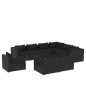 Set Divani da Giardino 9 pz con Cuscini in Polyrattan Nero Set Divani da Giardino 9 pz con Cuscini in Polyrattan Nero