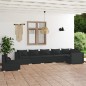 Set Divani da Giardino 7 pz con Cuscini in Polyrattan Nero