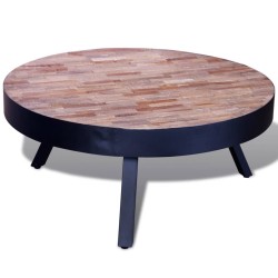 vidaXL Tavolino da Salotto Rotondo in Legno di Recupero di Teak 