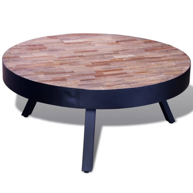 vidaXL Tavolino da Salotto Rotondo in Legno di Recupero di Teak vidaXL Tavolino da Salotto Rotondo in Legno di Recupero di Teak