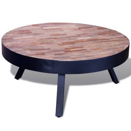vidaXL Tavolino da Salotto Rotondo in Legno di Recupero di Teak 