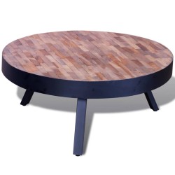 vidaXL Tavolino da Salotto Rotondo in Legno di Recupero di Teak 