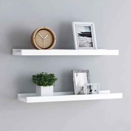 vidaXL Mensole con Sporgenza 2 pz Bianche 60x9x3 cm MDF
