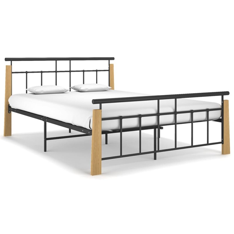 vidaXL Giroletto in Metallo e Legno Massello di Rovere 140x200 cm