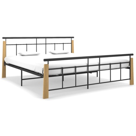 vidaXL Giroletto in Metallo e Legno Massello di Rovere 180x200 cm