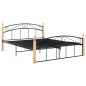 vidaXL Giroletto in Metallo Nero e Legno Massello di Rovere 140x200 cm vidaXL Giroletto in Metallo Nero e Legno Massello di Rovere 140x200 cm
