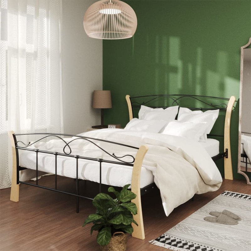 vidaXL Giroletto Nero in Metallo 140x200 cm vidaXL Giroletto Nero in Metallo 140x200 cm