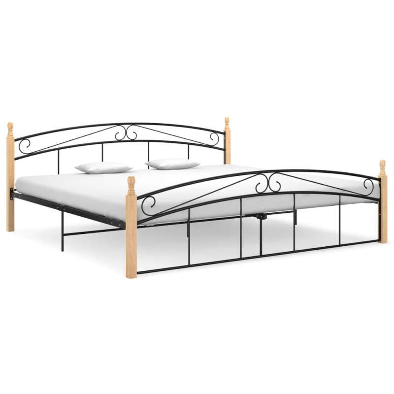 vidaXL Giroletto in Metallo Nero e Legno Massello di Rovere 200x200 cm vidaXL Giroletto in Metallo Nero e Legno Massello di Rovere 200x200 cm