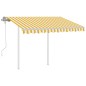 vidaXL Tenda da Sole Retrattile Manuale e Pali 3x2,5 m Gialla e Bianca vidaXL Tenda da Sole Retrattile Manuale e Pali 3x2,5 m Gialla e Bianca