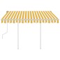 vidaXL Tenda da Sole Retrattile Manuale e Pali 3x2,5 m Gialla e Bianca vidaXL Tenda da Sole Retrattile Manuale e Pali 3x2,5 m Gialla e Bianca