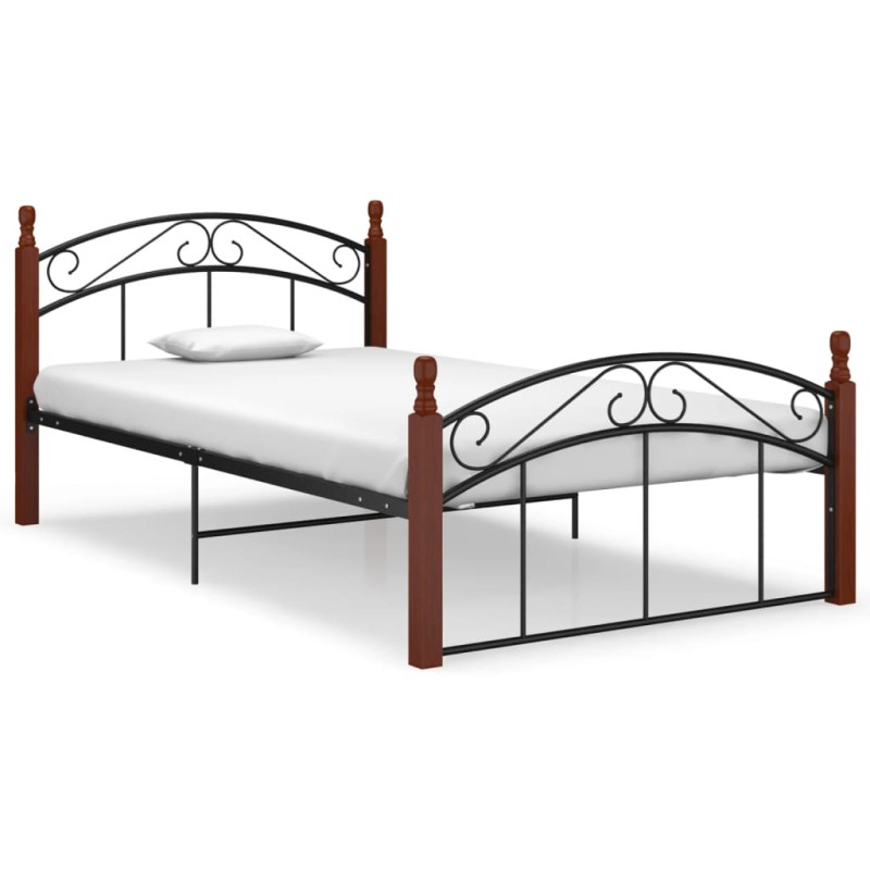 vidaXL Giroletto in Metallo Nero e Legno Massello di Rovere 120x200 cm 