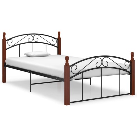 vidaXL Giroletto in Metallo Nero e Legno Massello di Rovere 120x200 cm 
