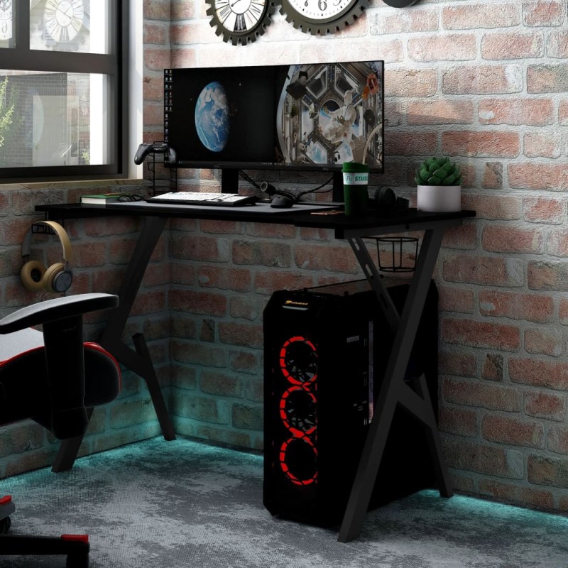 vidaXL Scrivania da Gaming con Gambe a Y Nera 110x60x75 cm vidaXL Scrivania da Gaming con Gambe a Y Nera 110x60x75 cm