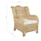vidaXL Poltrona con Cuscino in Rattan Naturale e Lino